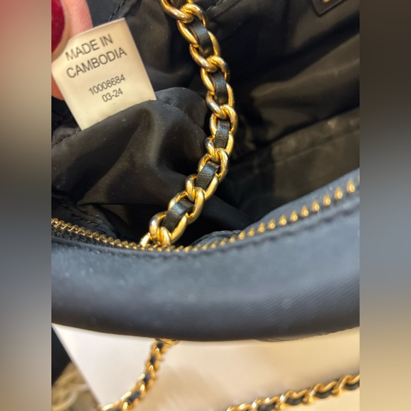 Tory Burch Small Ella Chain Crossbody Bag in black nylon. - Picture 7 of 11